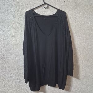 Torrid Black Lace Sleeve Blouse